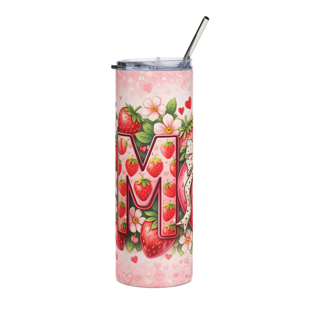 20oz Strawberry Mom Stainless Steel Tumbler – Floral Heart Design