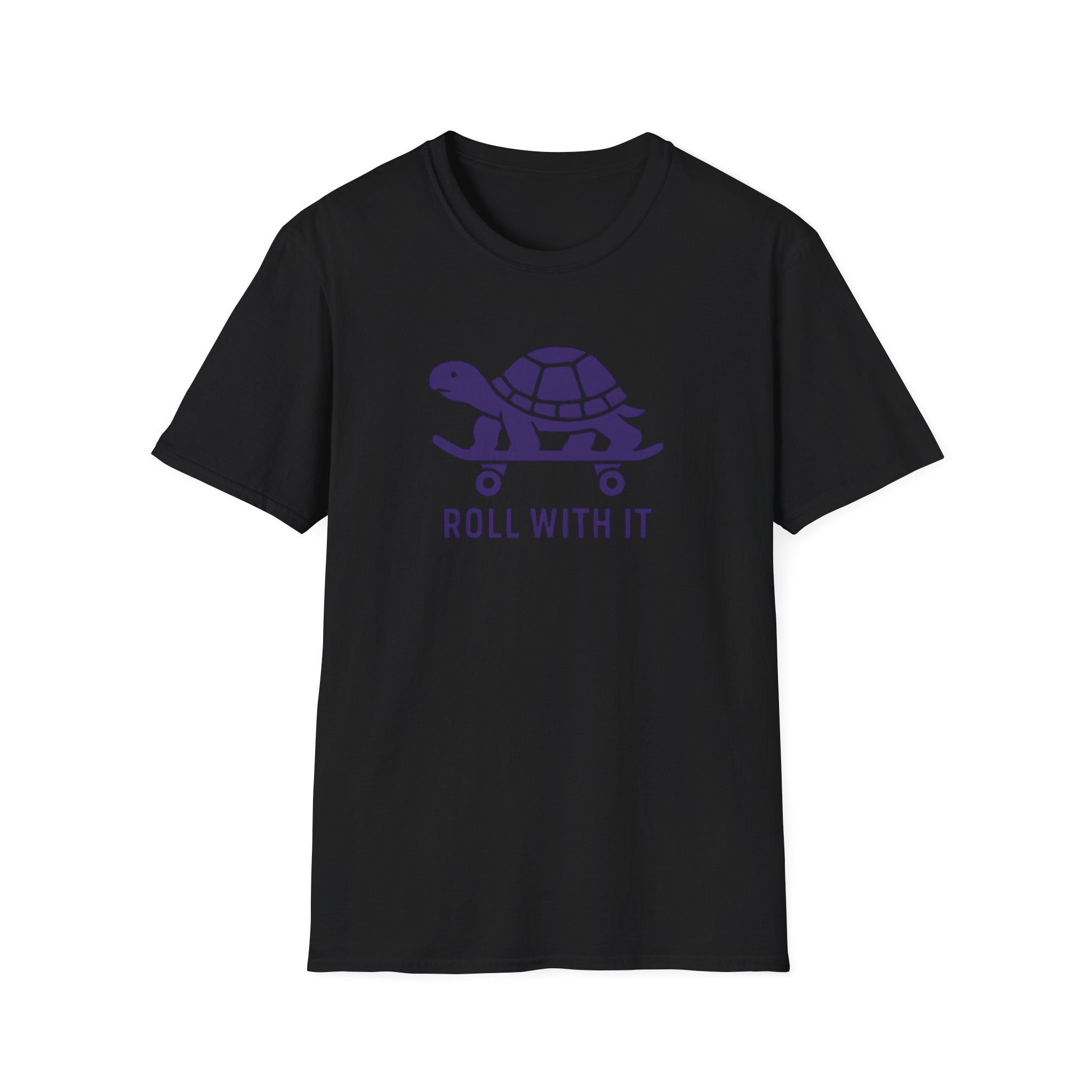 T-Shirt — "Roll With It" Turtle Skateboard Graphic Tee
