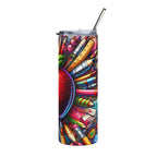 Colorful Apple & School Supplies for Teachers 20oz Stainless Steel Tumbler