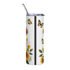 20oz Sunrise Cow Tumbler — Sunflower Highland Cow Stainless Steel Travel Cup