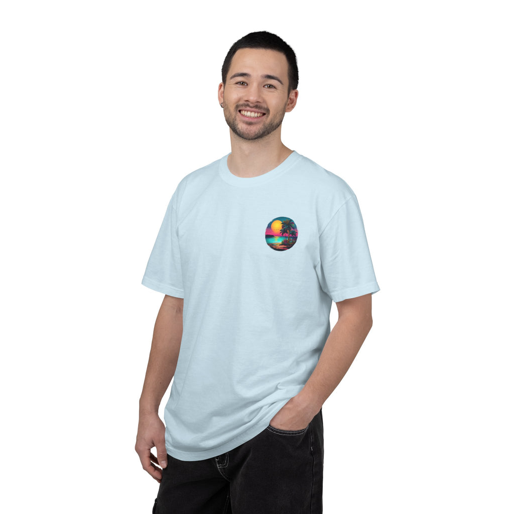 Sunset Sand T-Shirt — Palm Tree Beach Graphic Tee