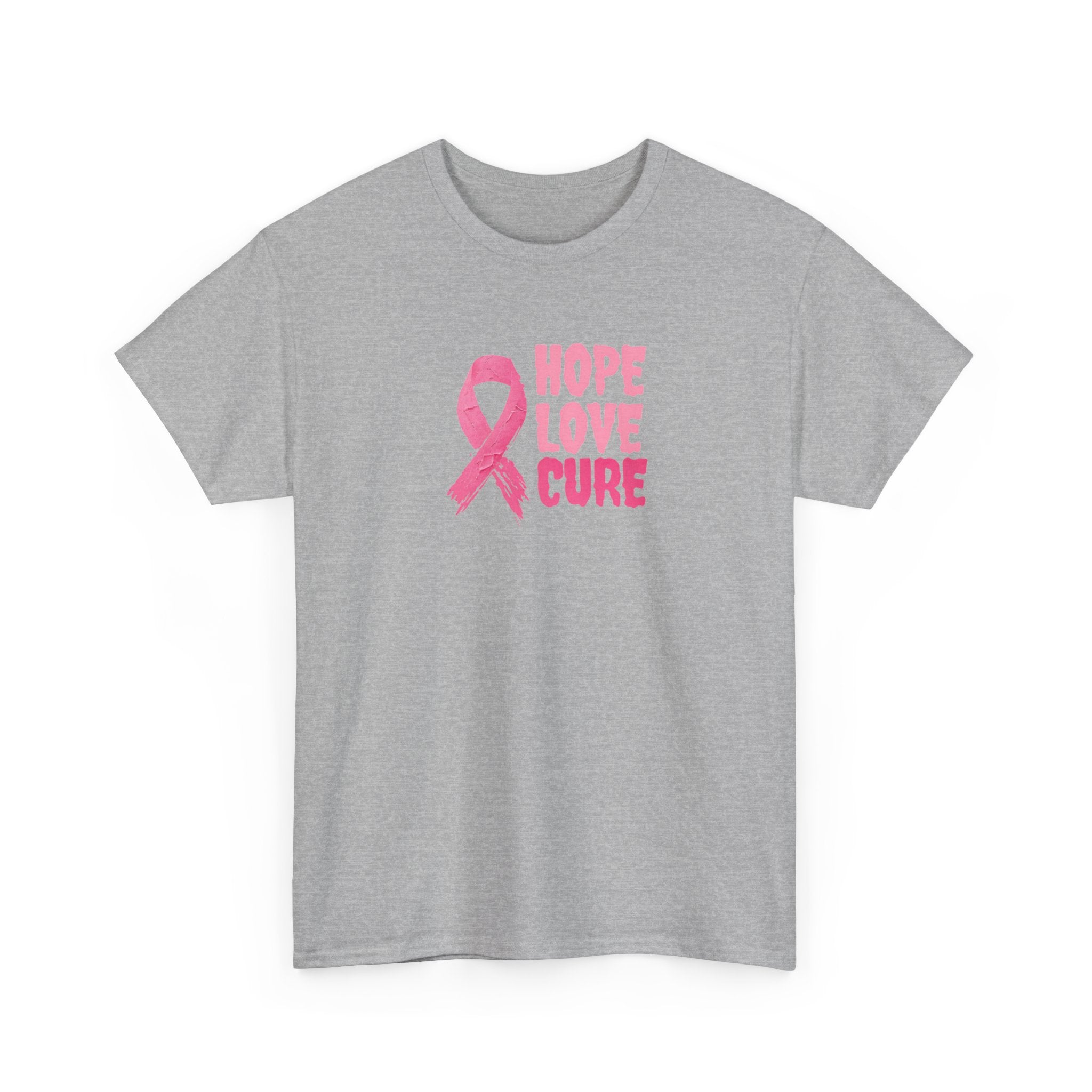 Breast Cancer Awareness Tee — Pink Ribbon "Hope Love Cure"