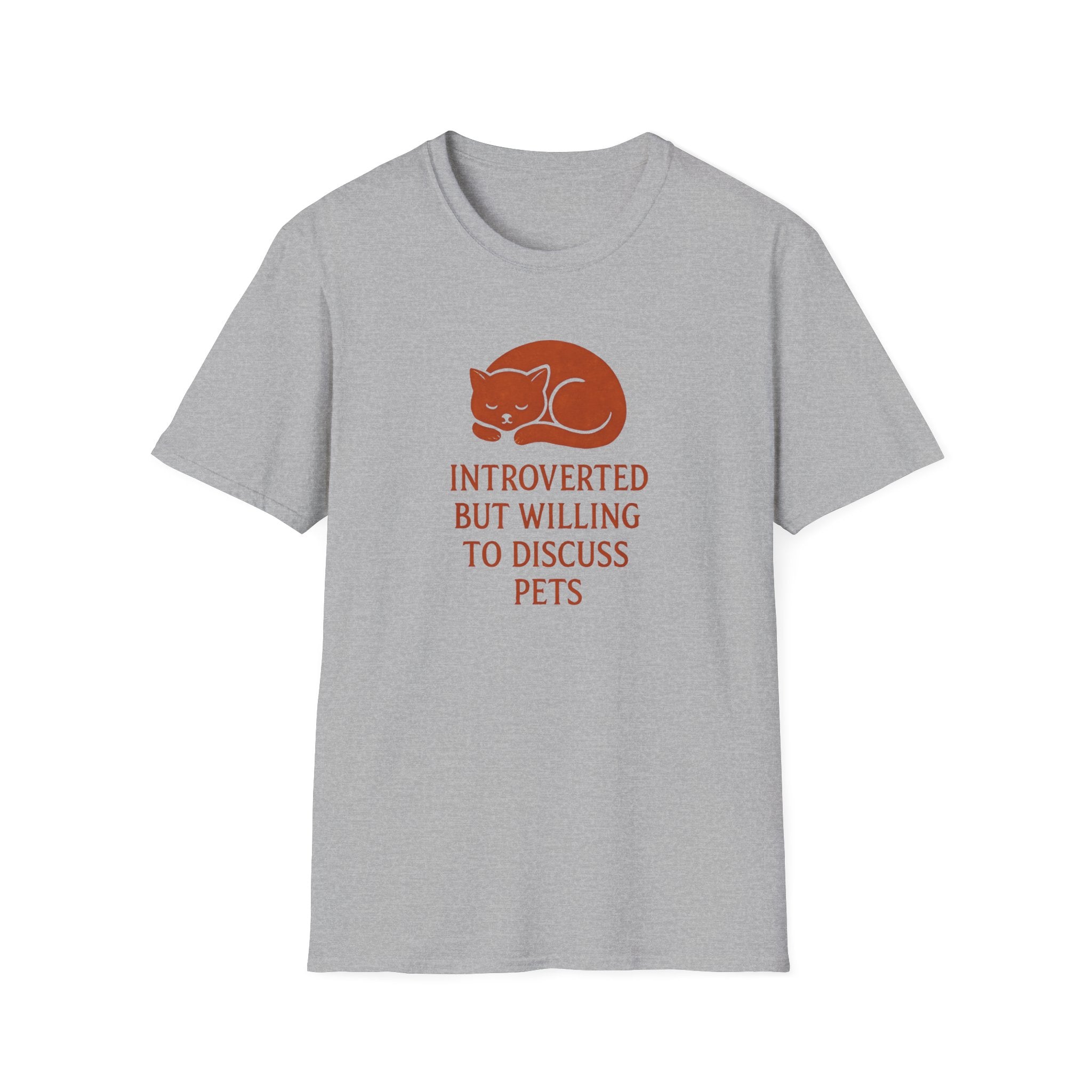 T-Shirt — "Introverted But Willing to Discuss Pets" Cat Graphic Tee