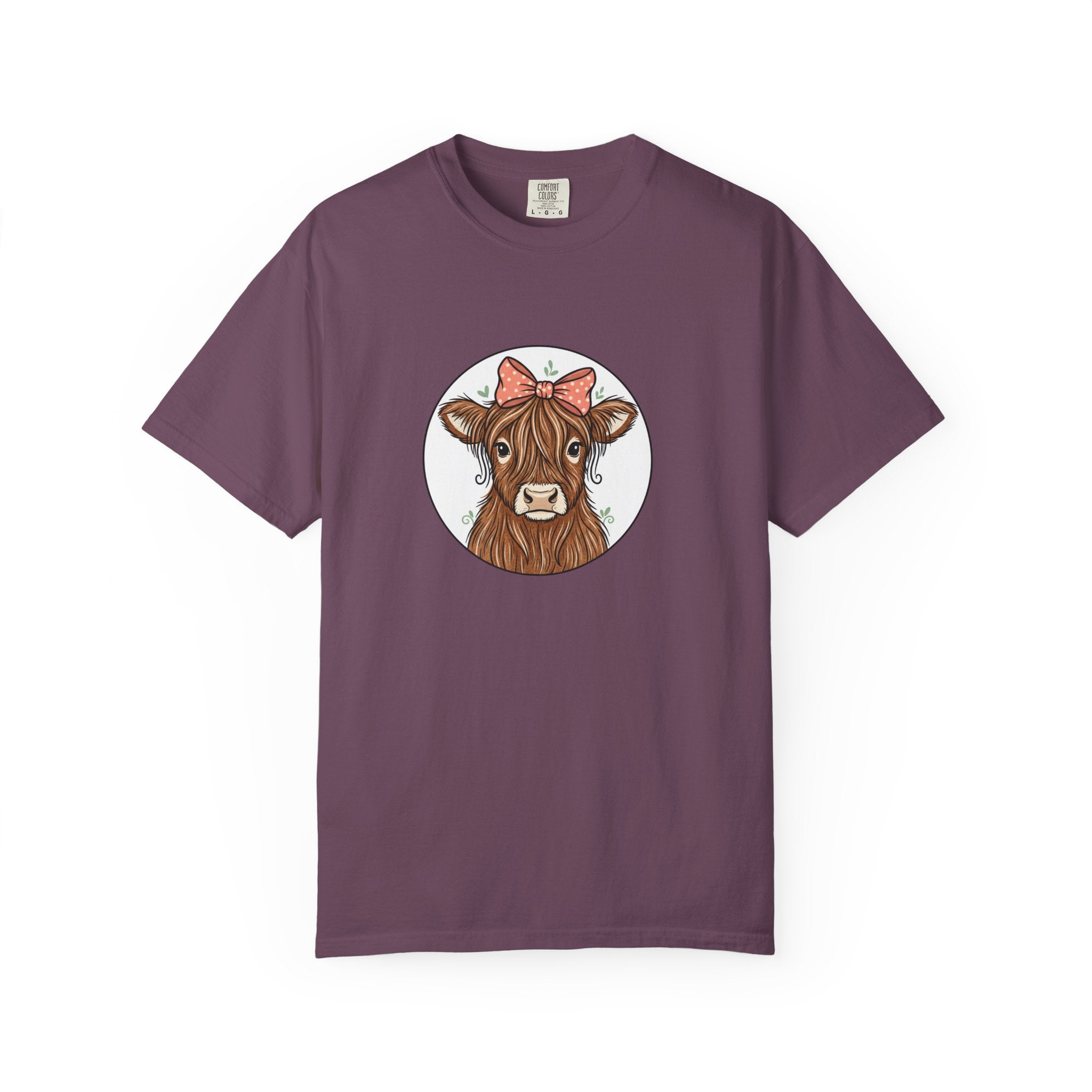 Highland Cow Tee — Cute Cow with Pink Bow Graphic T-Shirt