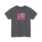Breast Cancer Awareness Tee — Pink Ribbon "Hope Love Cure"