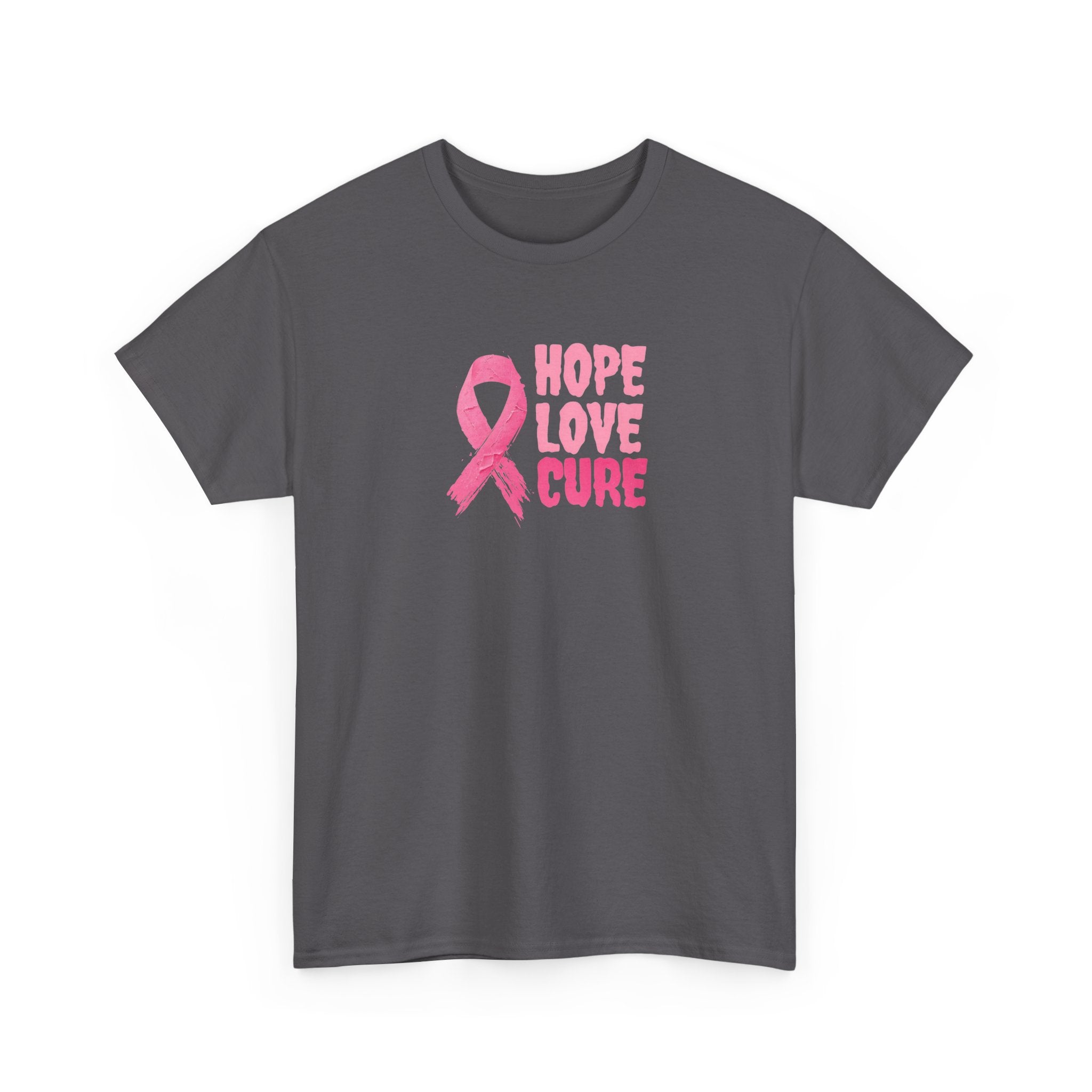 Breast Cancer Awareness Tee — Pink Ribbon "Hope Love Cure"