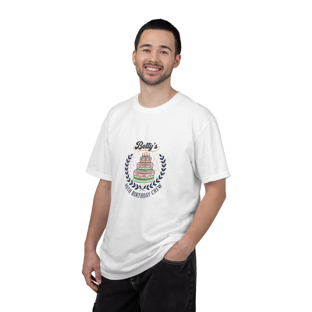 Birthday Crew T-Shirt – “Betty’s 80th Birthday Crew” Personalized Cake Tee