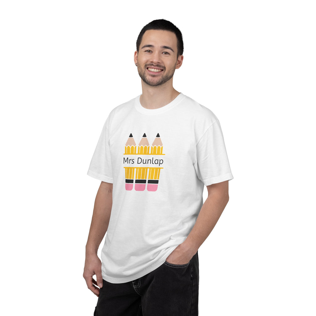 Personalized Teacher T-Shirt – 'Mrs Dunlap' Pencil Design