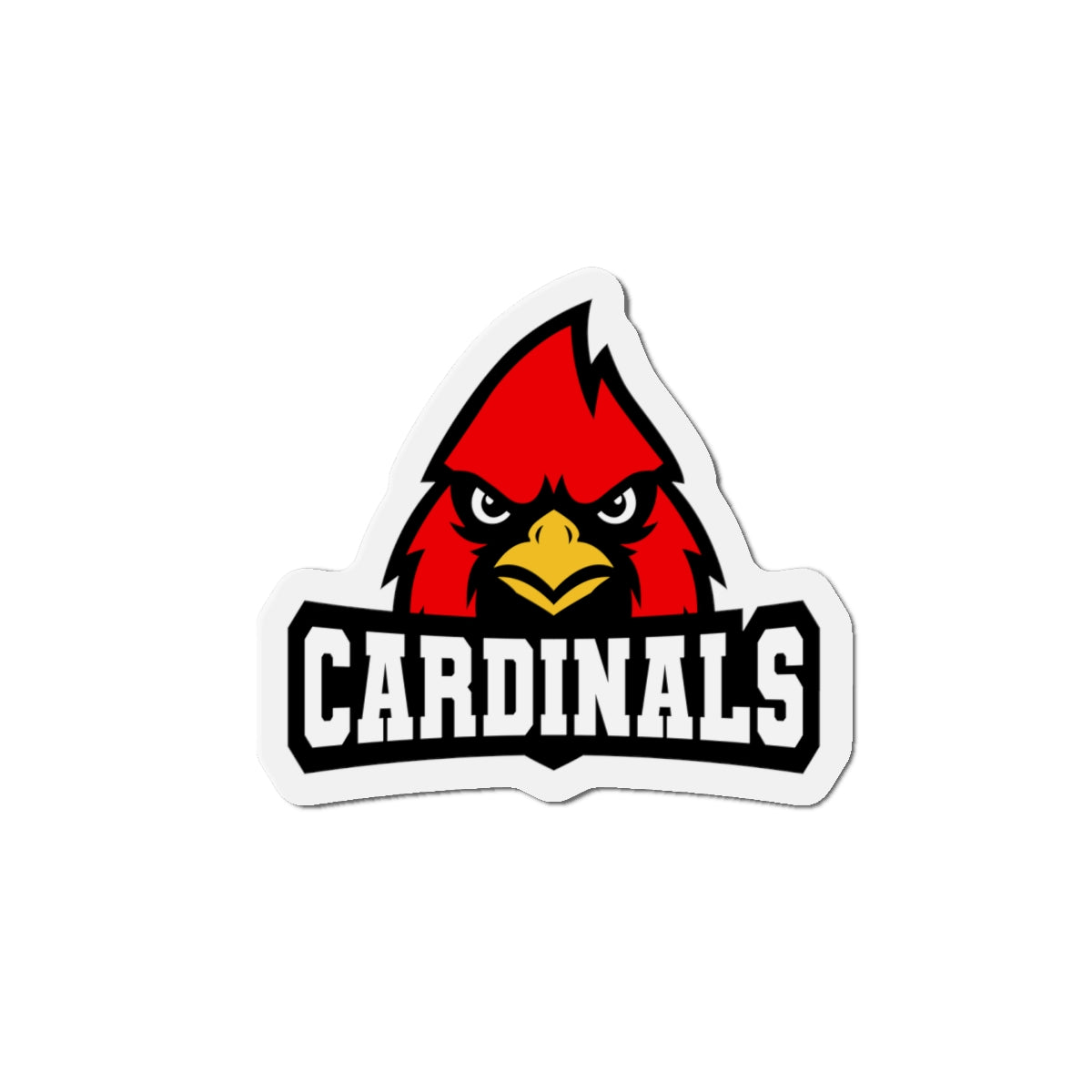 Cardinals Mascot Die-Cut Magnet — School Team Logo Refrigerator Sticker