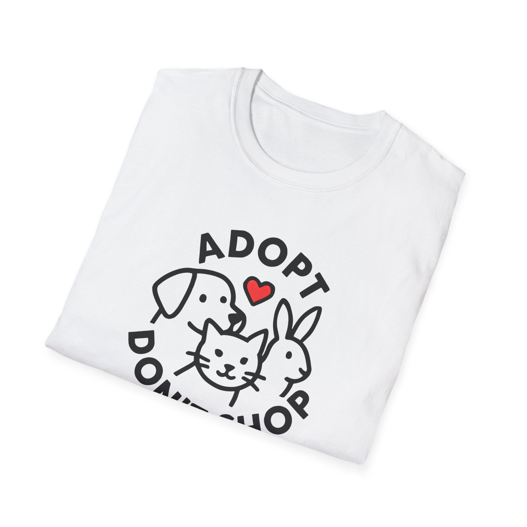 Adopt Don’t Shop T-Shirt — Cute Rescue Pet Love Tee (Cat, Dog & Bunny)