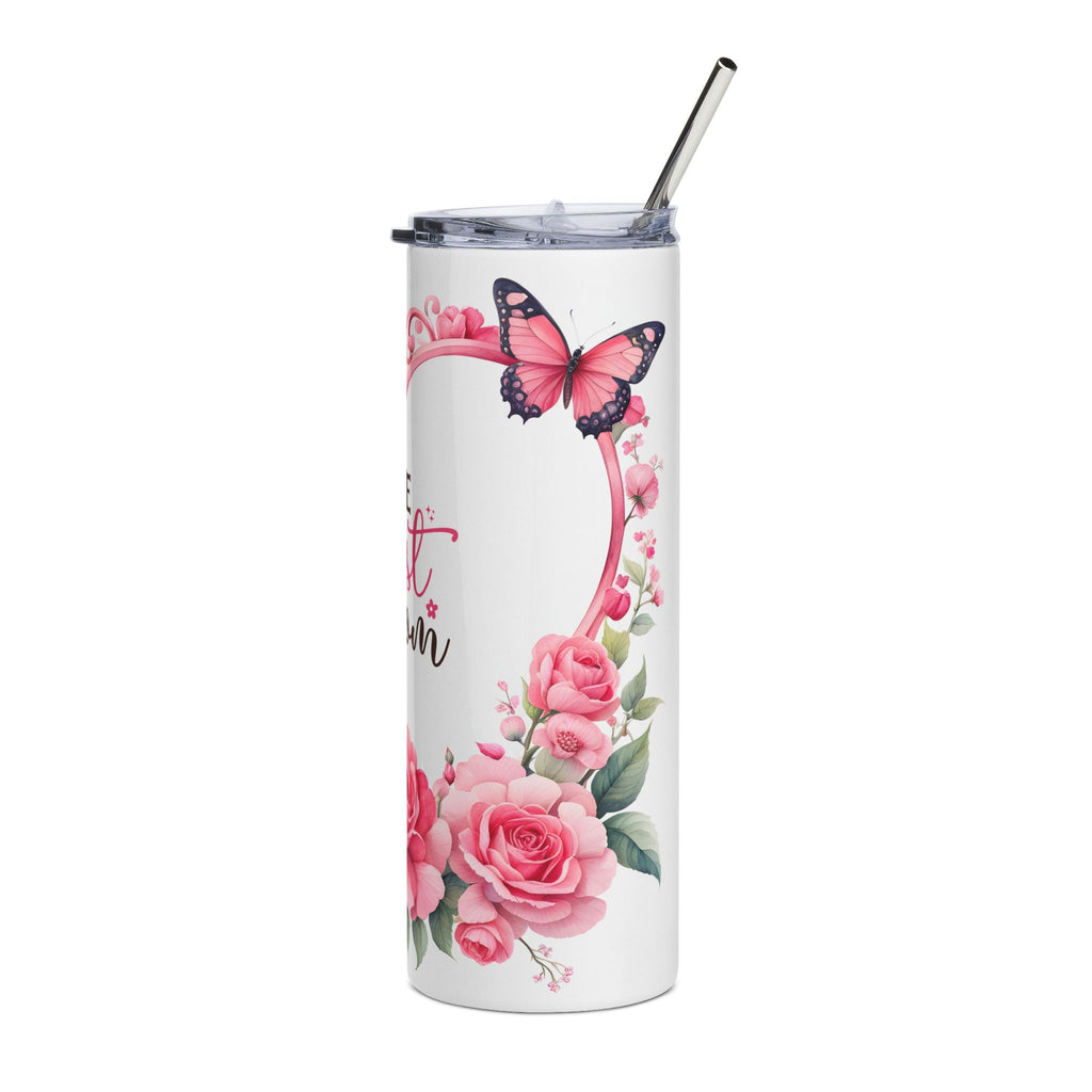 "The Best Mom" Floral Butterfly 20oz Stainless Tumbler