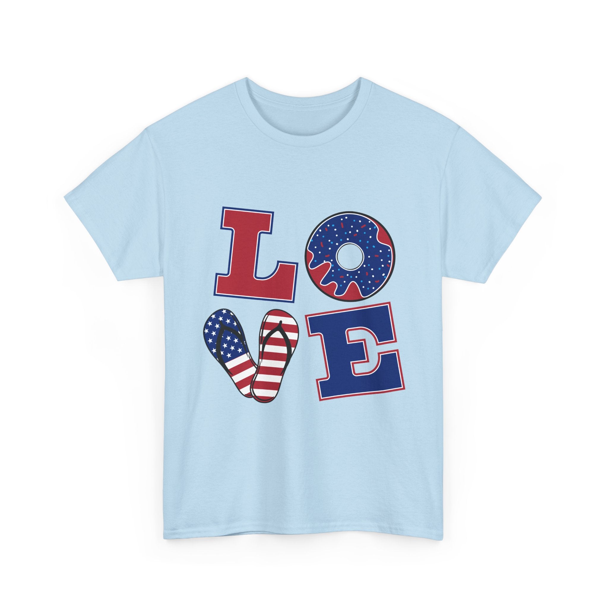 Patriotic LOVE Tee - USA Flag Donut Graphic