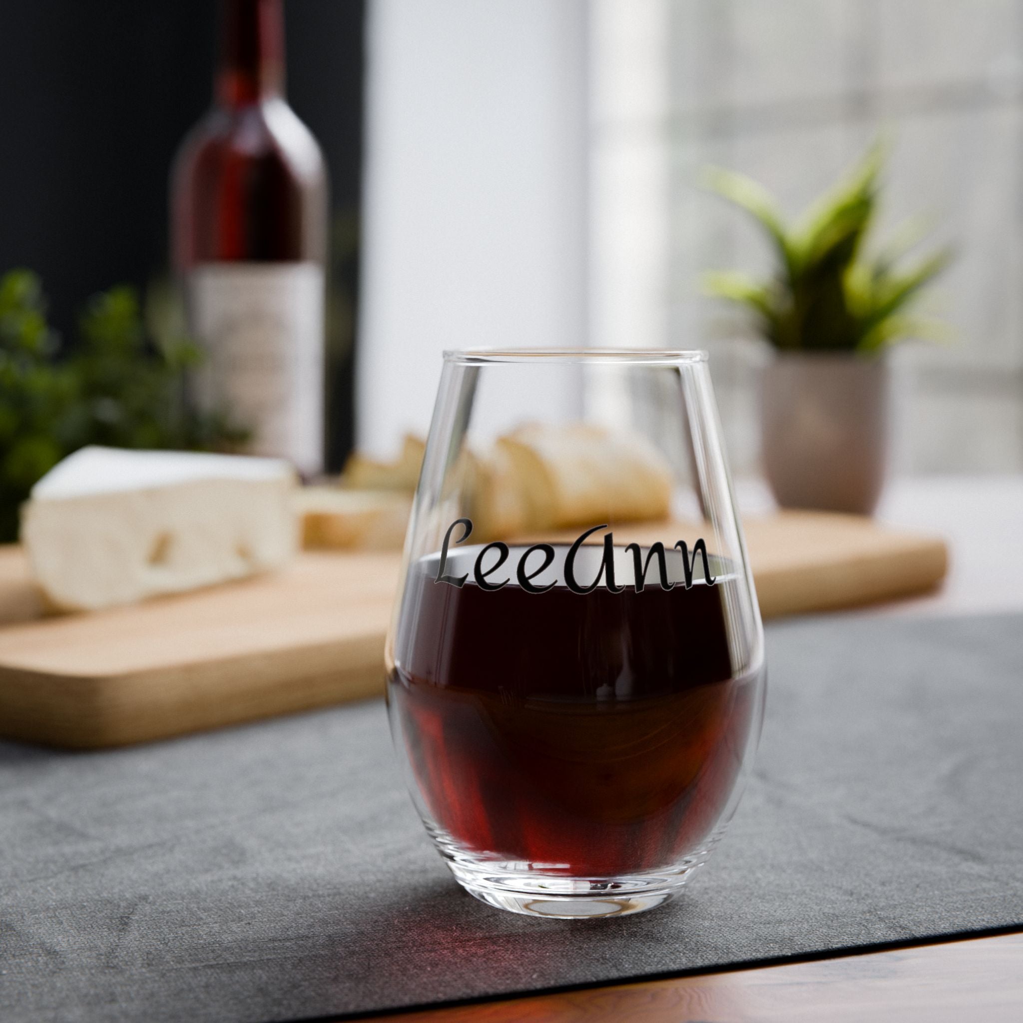 Personalized Stemless Wine Glass — Custom Name "LeeAnne" 11.75oz