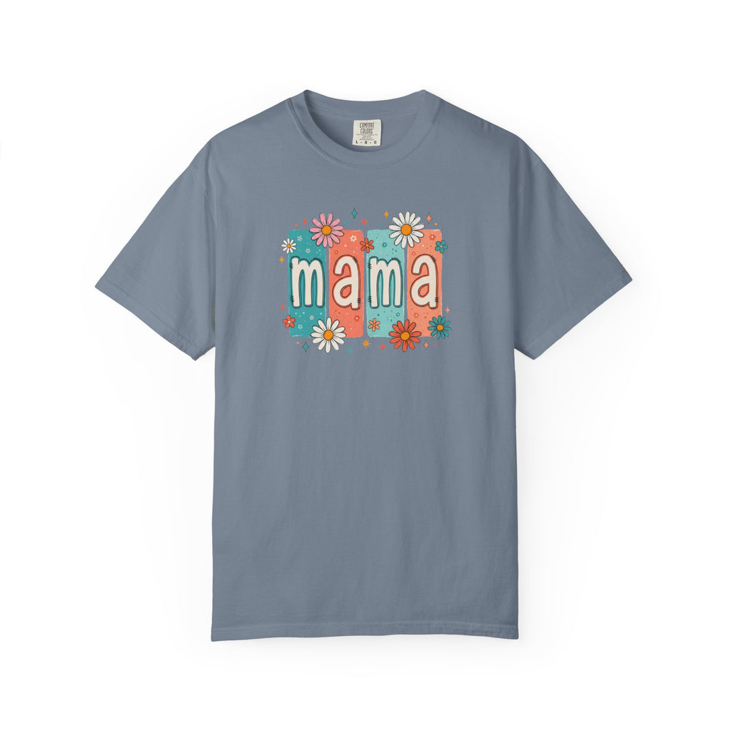 Mama Floral Tee — Retro Block Letter Mother's Day T-Shirt