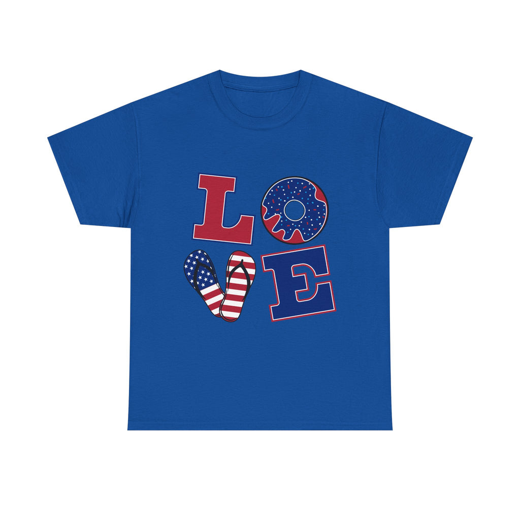 Patriotic LOVE Tee - USA Flag Donut Graphic