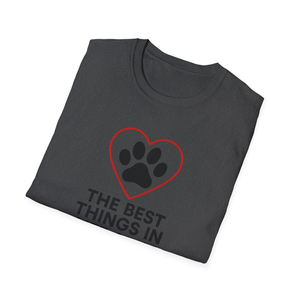 Dog Lover T-Shirt — “The Best Things in Life Are Furry” Paw Heart Tee