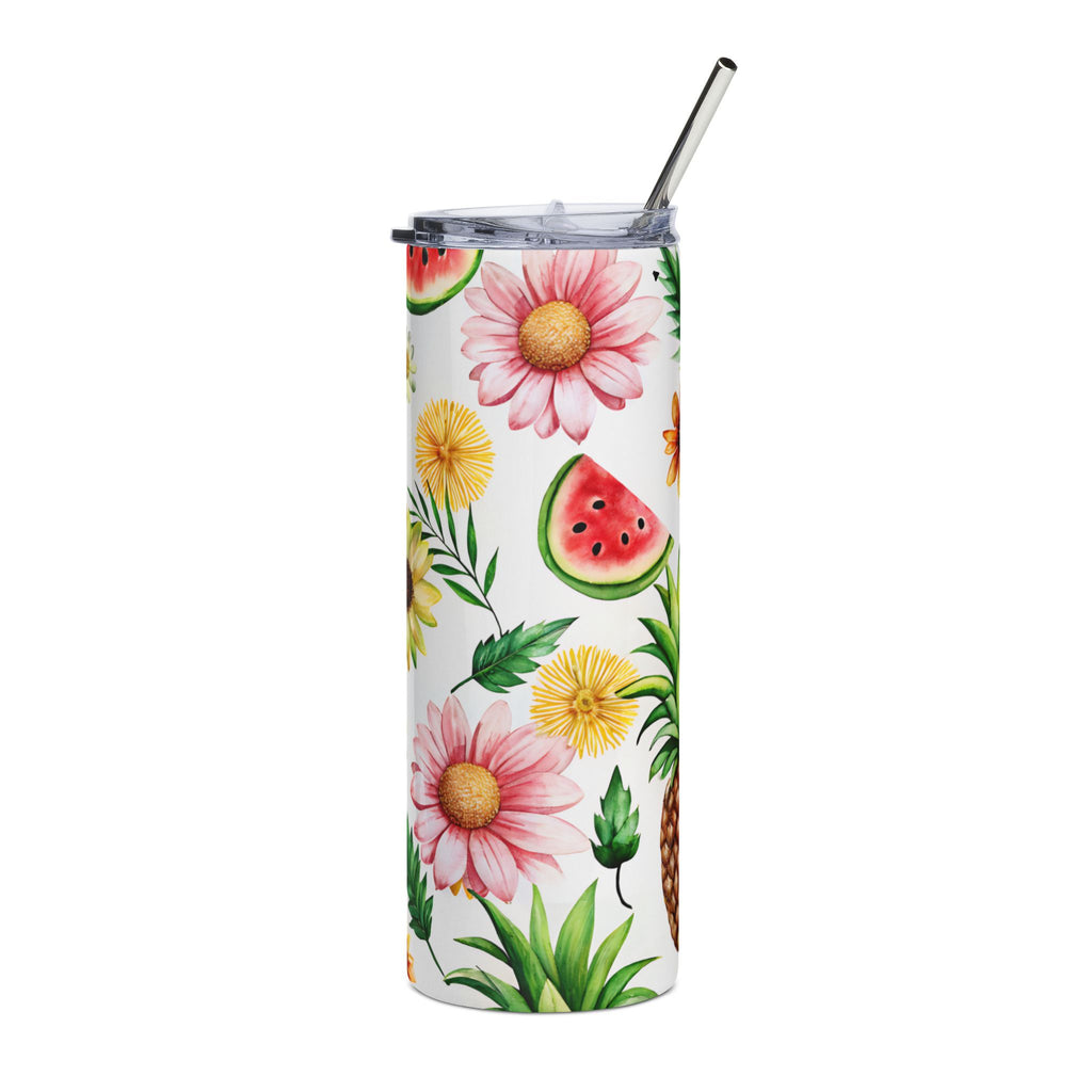 Tropical Pineapple & Watermelon Floral 20oz Stainless Steel Tumbler