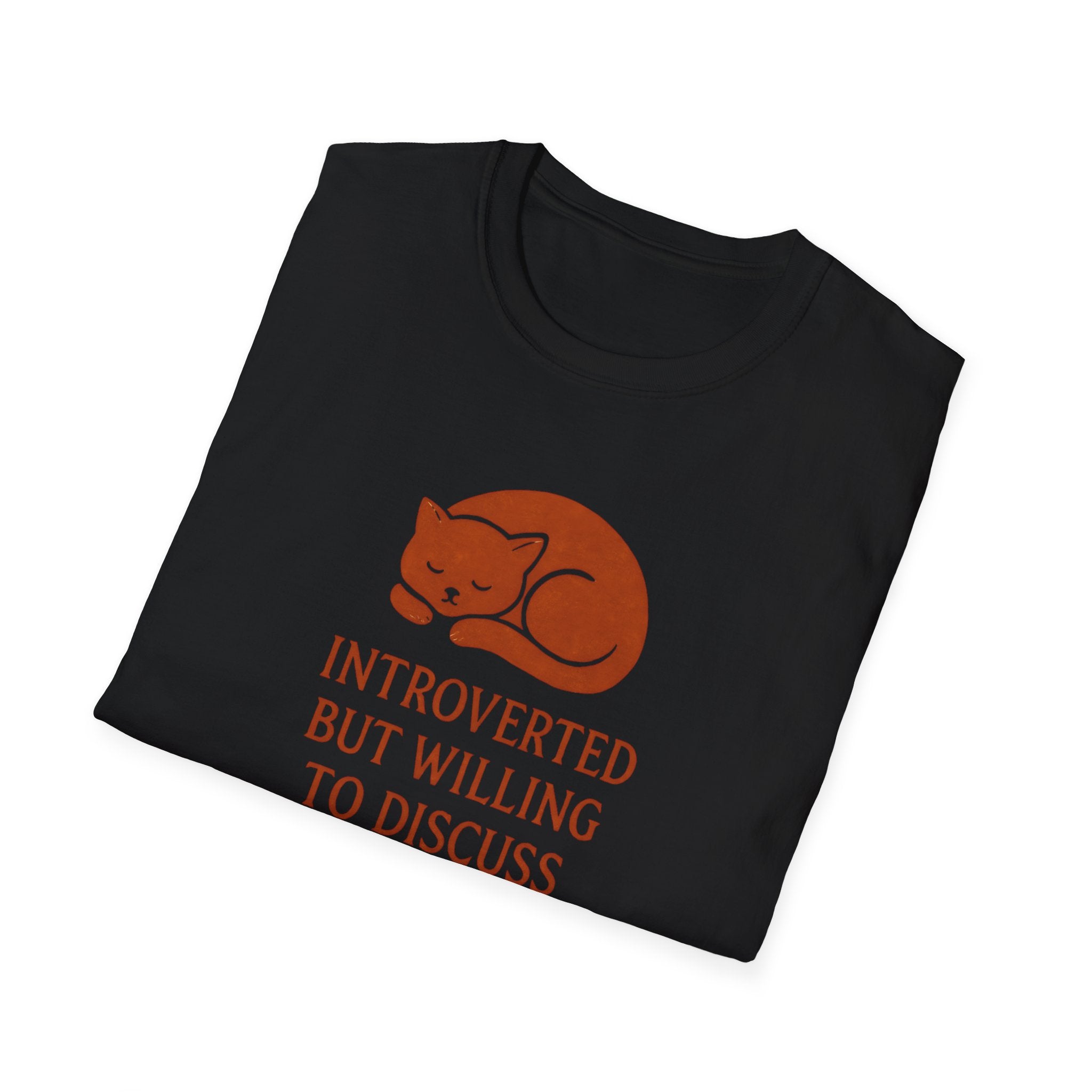 T-Shirt — "Introverted But Willing to Discuss Pets" Cat Graphic Tee