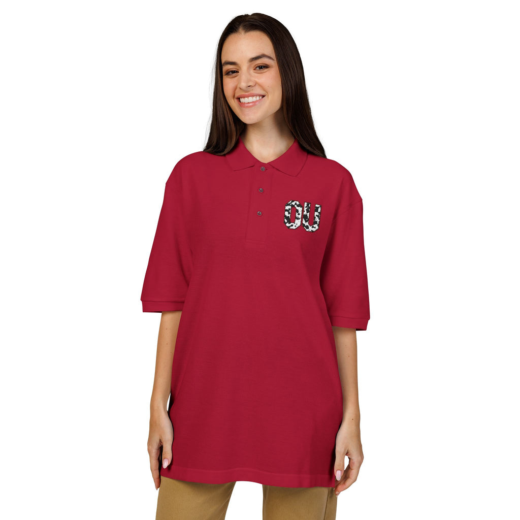Embroidered 'OU'  Polo Shirt