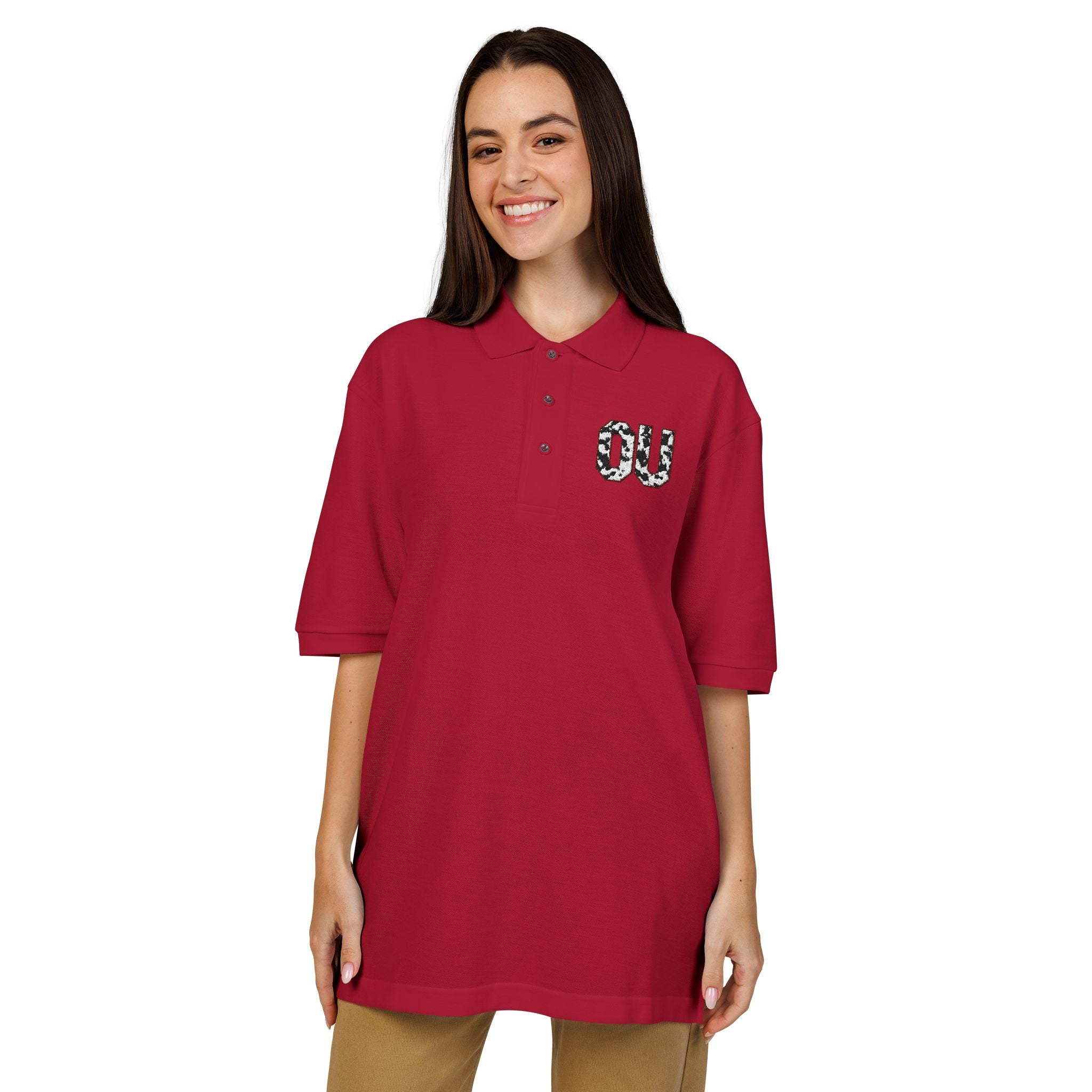 Embroidered 'OU'  Polo Shirt