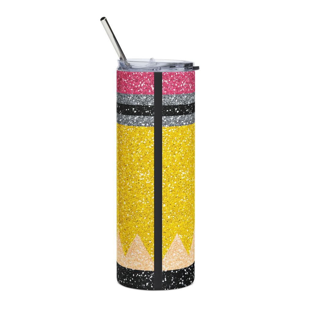 20oz Pencil Glitter Stainless Steel Tumbler Teacher Gift