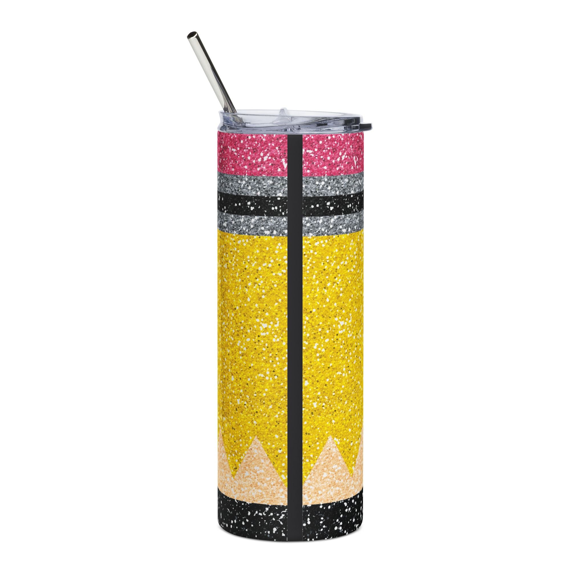20oz Pencil Glitter Stainless Steel Tumbler Teacher Gift