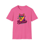 Pawsome Sunglasses Dog T-Shirt – Retro Neon Shiba Graphic Tee