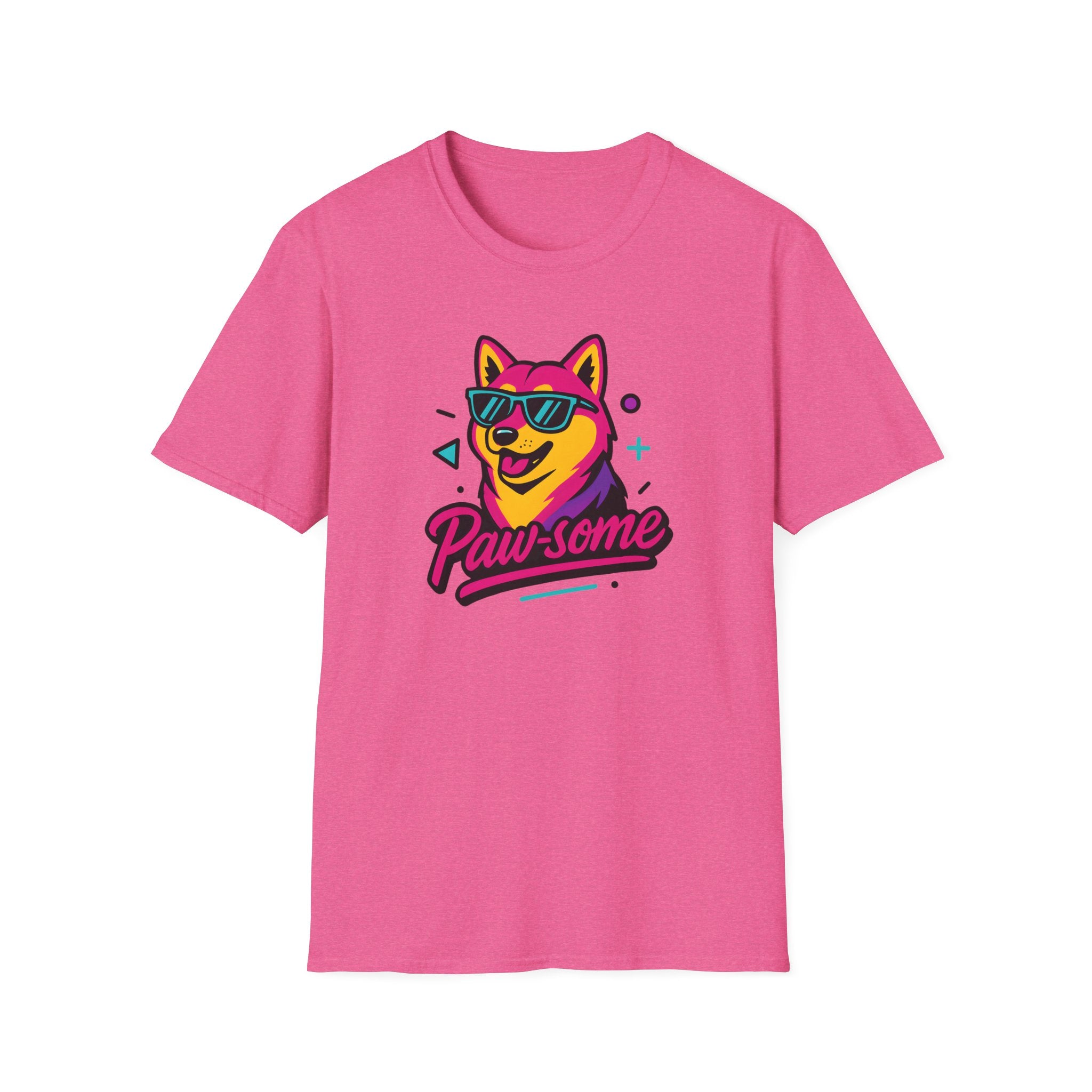Pawsome Sunglasses Dog T-Shirt – Retro Neon Shiba Graphic Tee