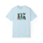 Easter Bunny Trio T-Shirt — "Happy Easter" Pastel Eggs Graphic