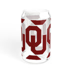 OU Logo 16oz Glass Sipper with Bamboo Lid — Oklahoma Sooners Drink Tumbler