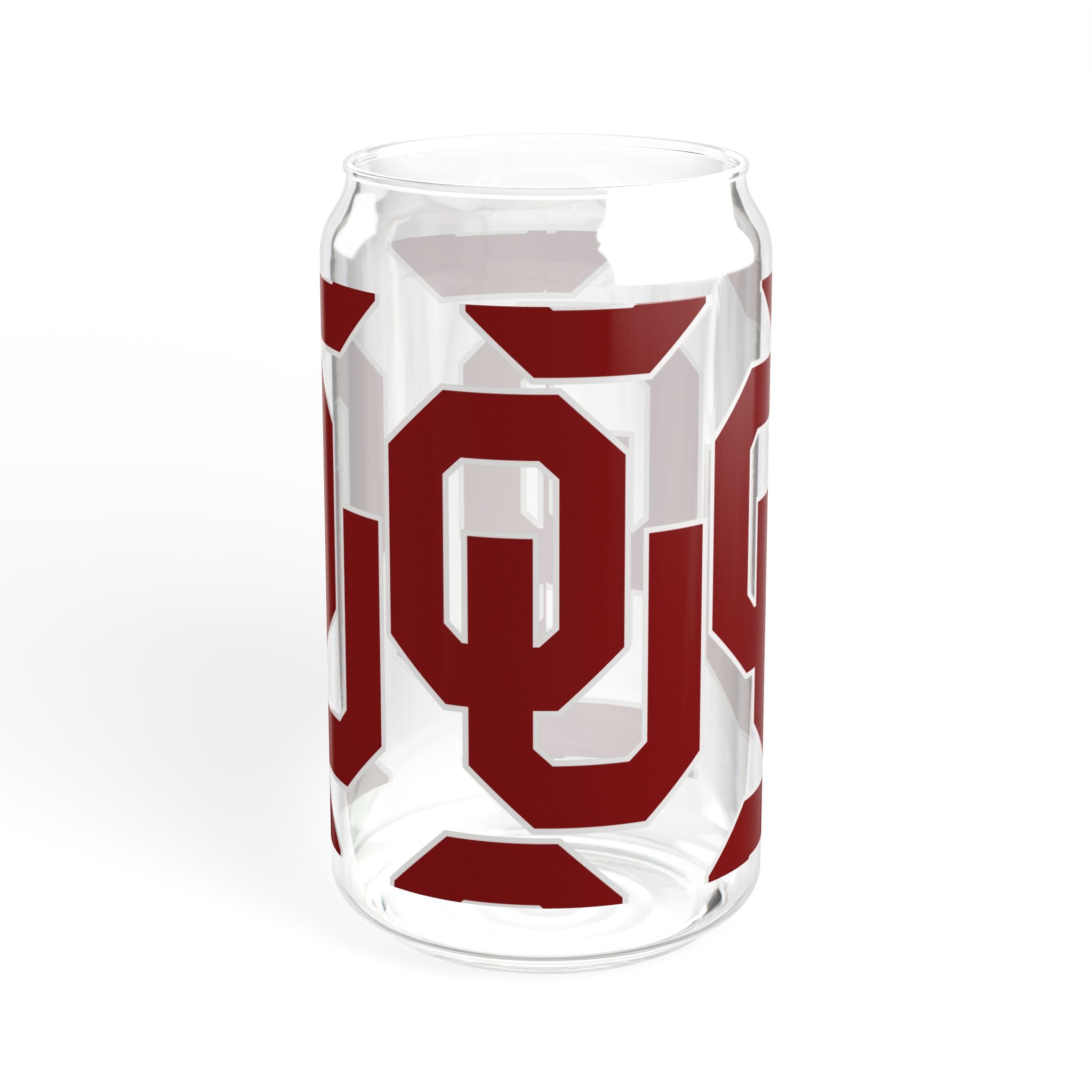 OU Logo 16oz Glass Sipper with Bamboo Lid — Oklahoma Sooners Drink Tumbler
