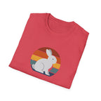 Retro Sunset Bunny T-Shirt — Cute Rabbit Vintage Stripe Tee