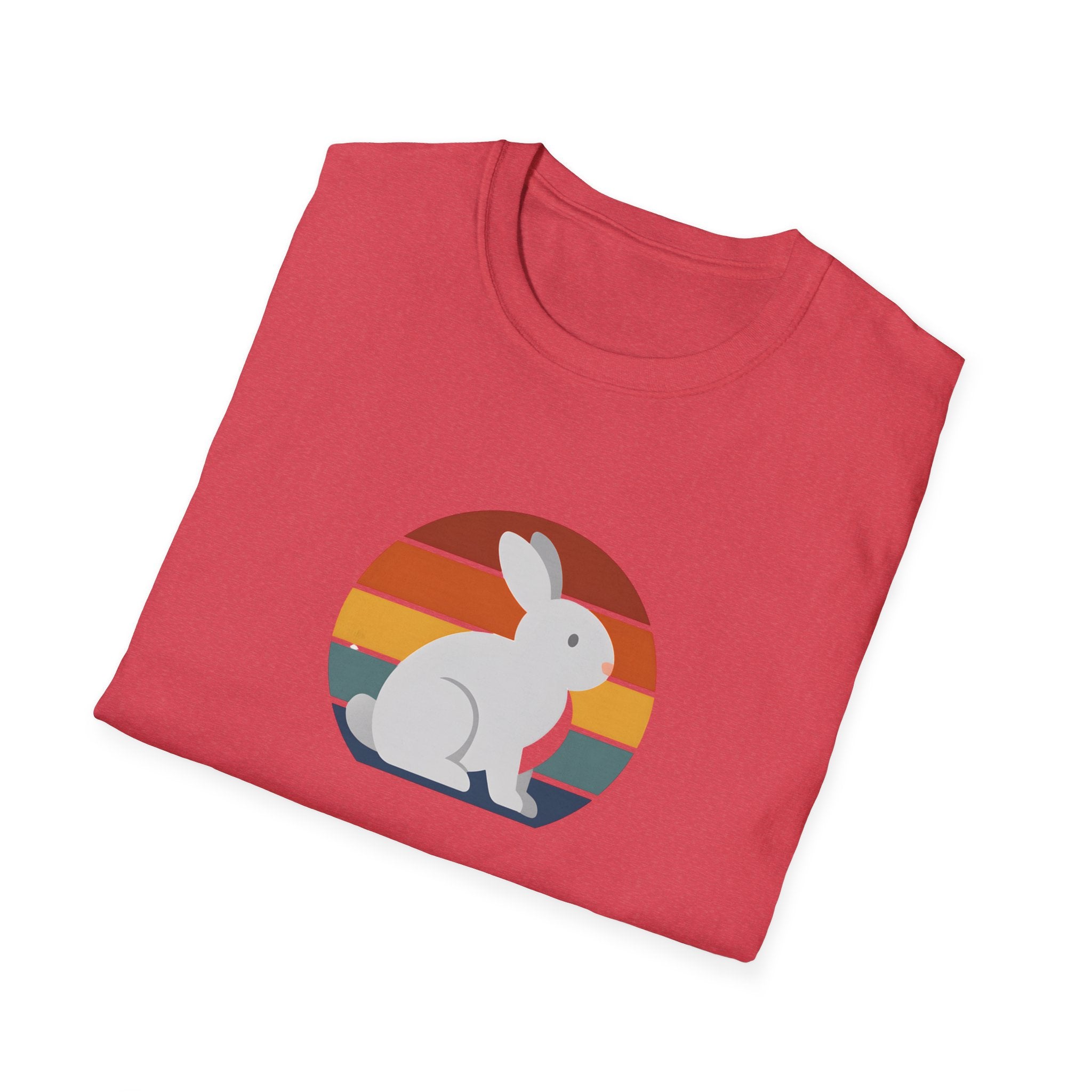 Retro Sunset Bunny T-Shirt — Cute Rabbit Vintage Stripe Tee