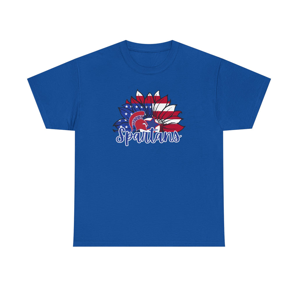 Bixby Spartans Patriotic American Flower T-Shirt