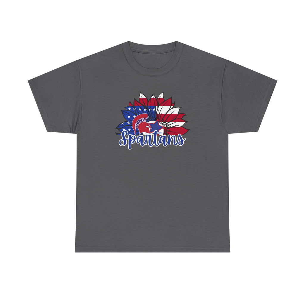 Bixby Spartans Patriotic American Flower T-Shirt