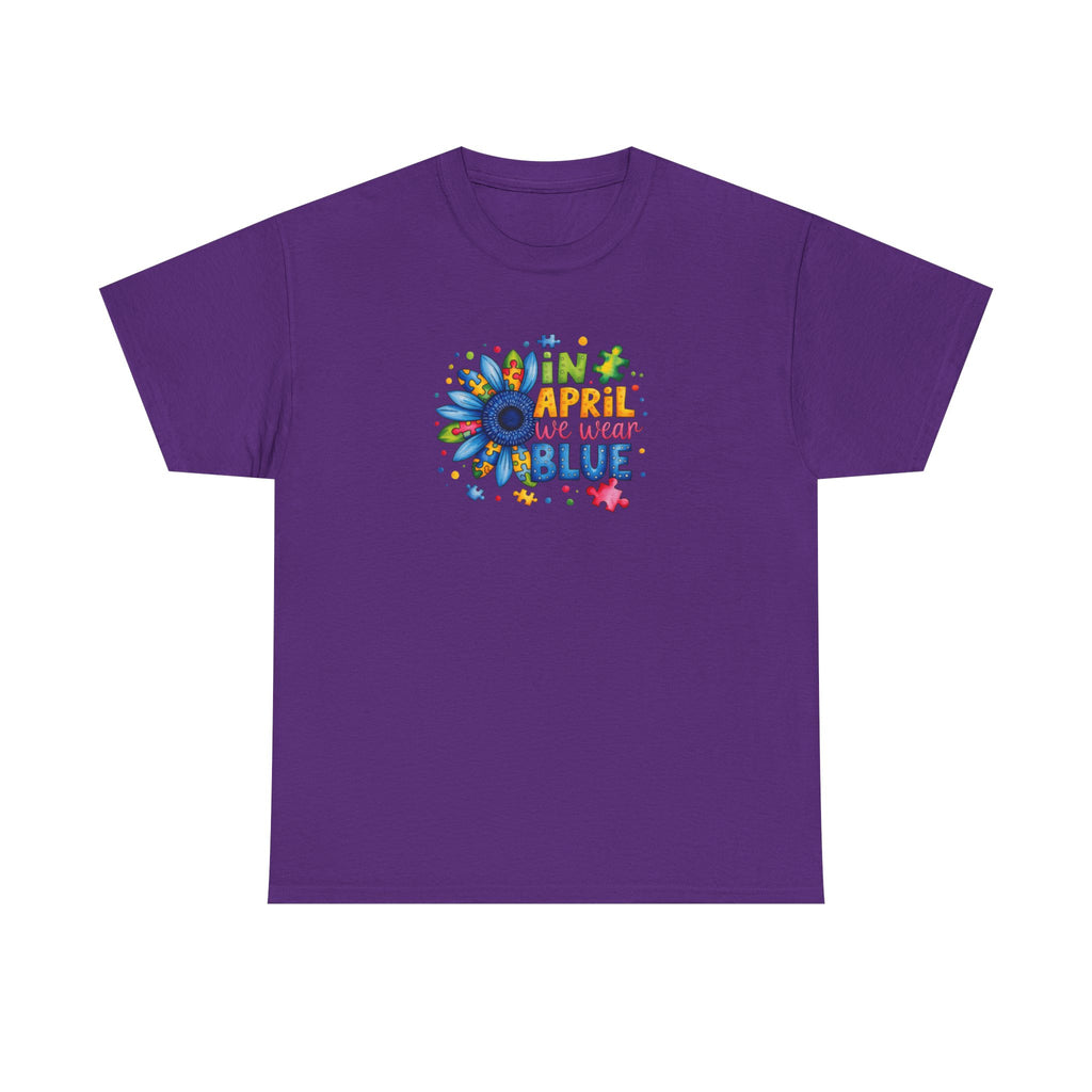 "In April We Wear Blue" Autism Awareness Floral Tee