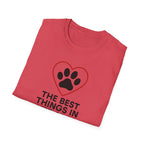 Dog Lover T-Shirt — “The Best Things in Life Are Furry” Paw Heart Tee