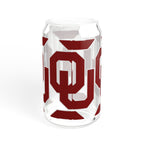 OU Logo 16oz Glass Sipper with Bamboo Lid — Oklahoma Sooners Drink Tumbler