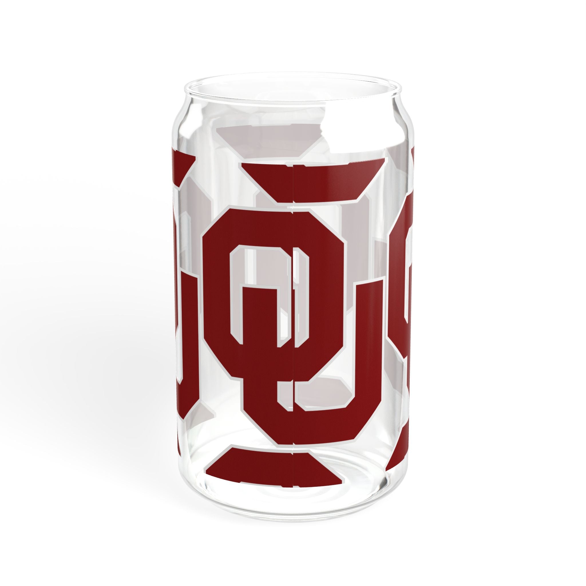OU Logo 16oz Glass Sipper with Bamboo Lid — Oklahoma Sooners Drink Tumbler