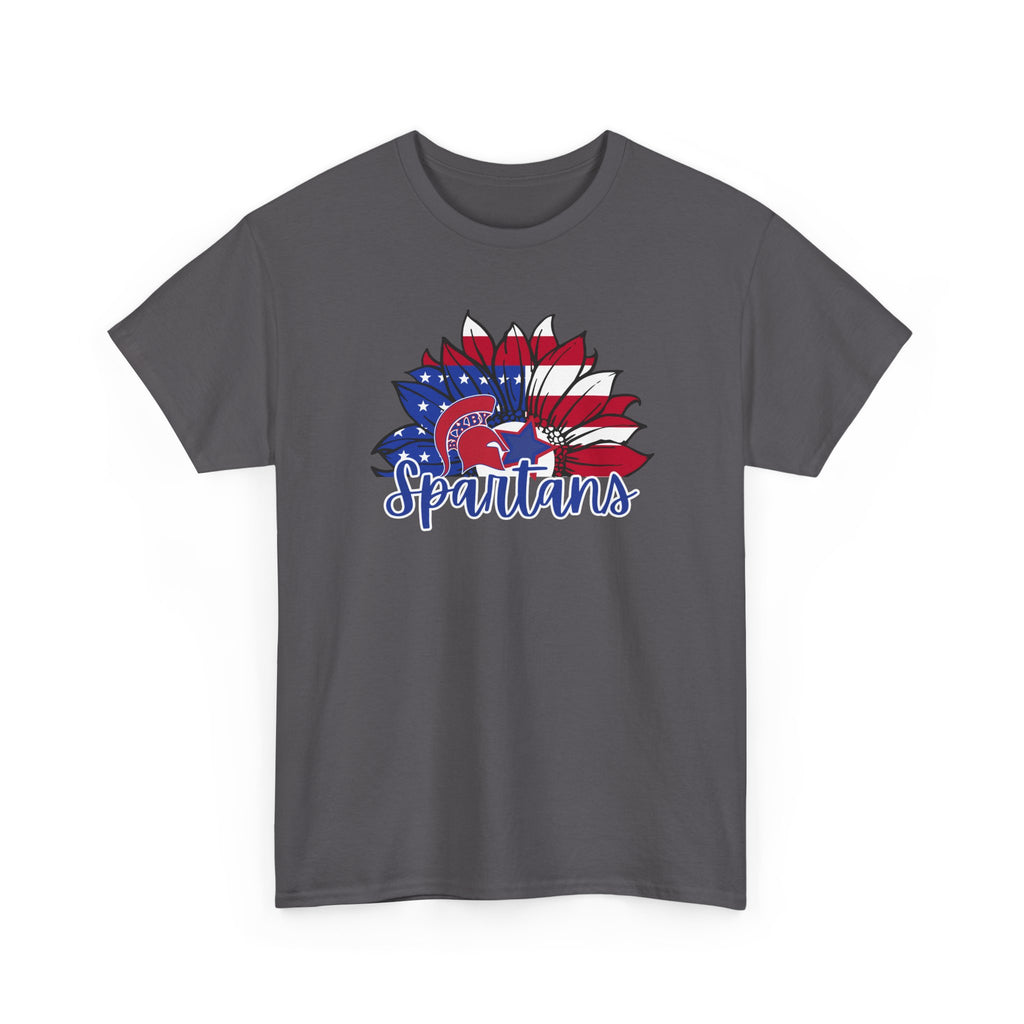 Bixby Spartans Patriotic American Flower T-Shirt