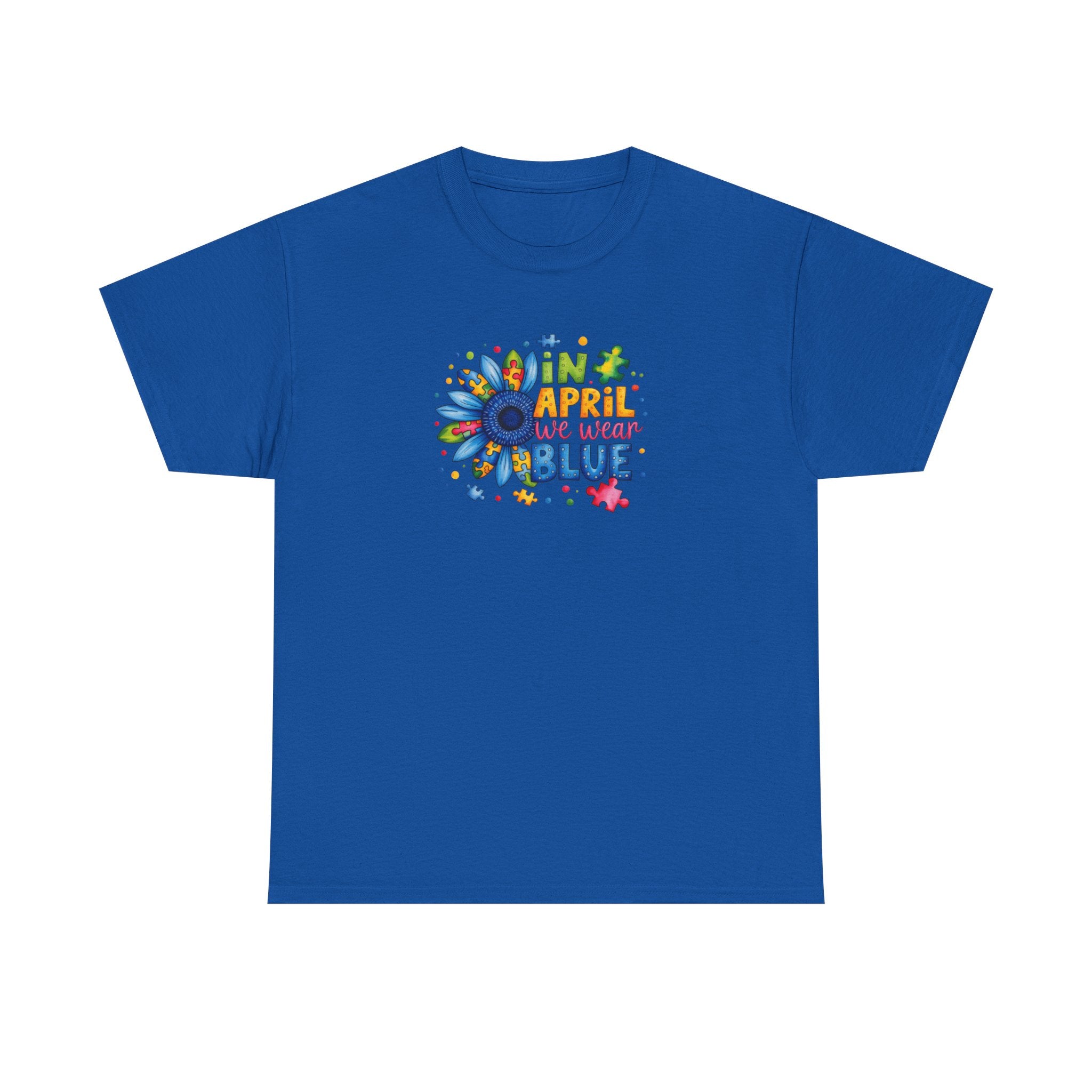 "In April We Wear Blue" Autism Awareness Floral Tee