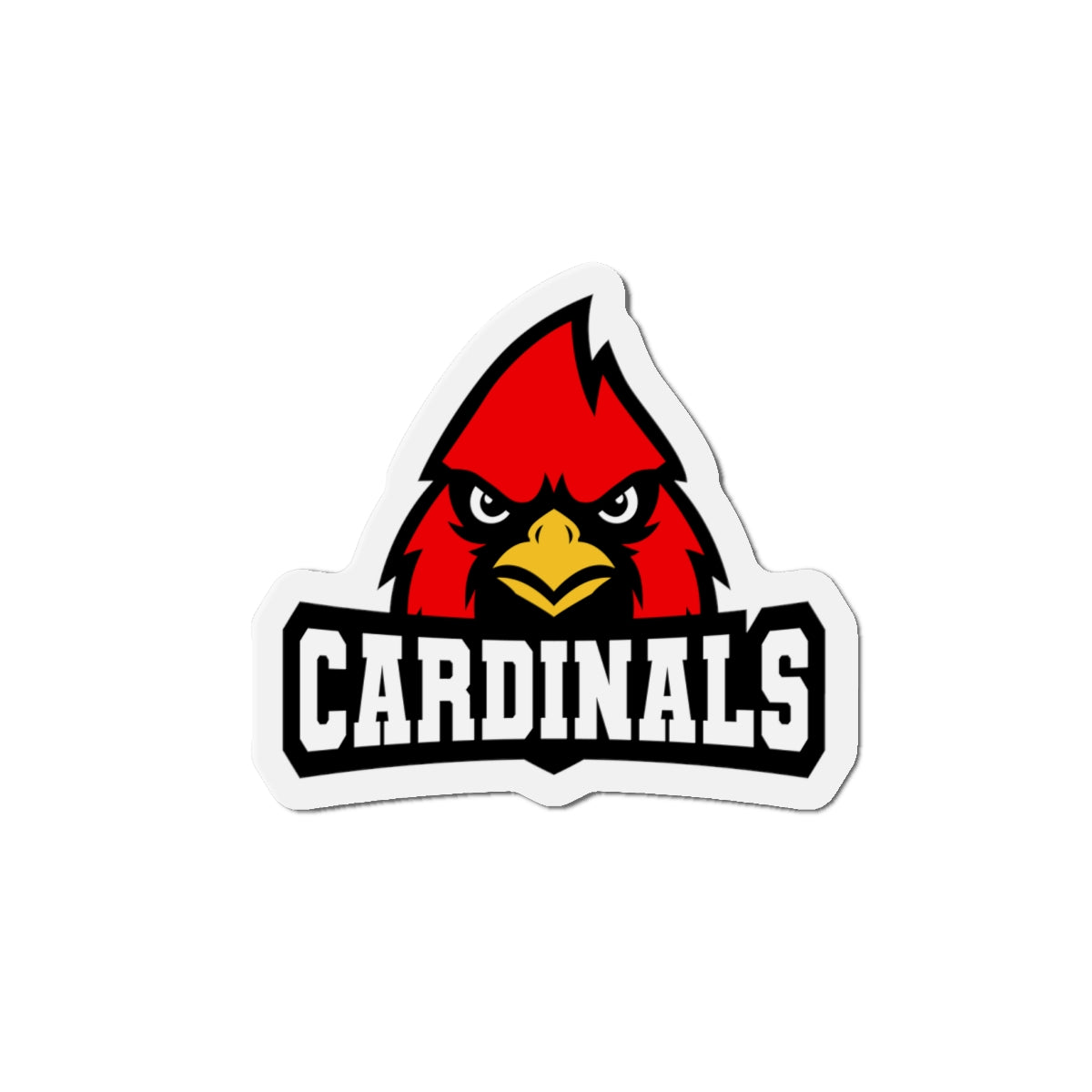 Cardinals Mascot Die-Cut Magnet — School Team Logo Refrigerator Sticker