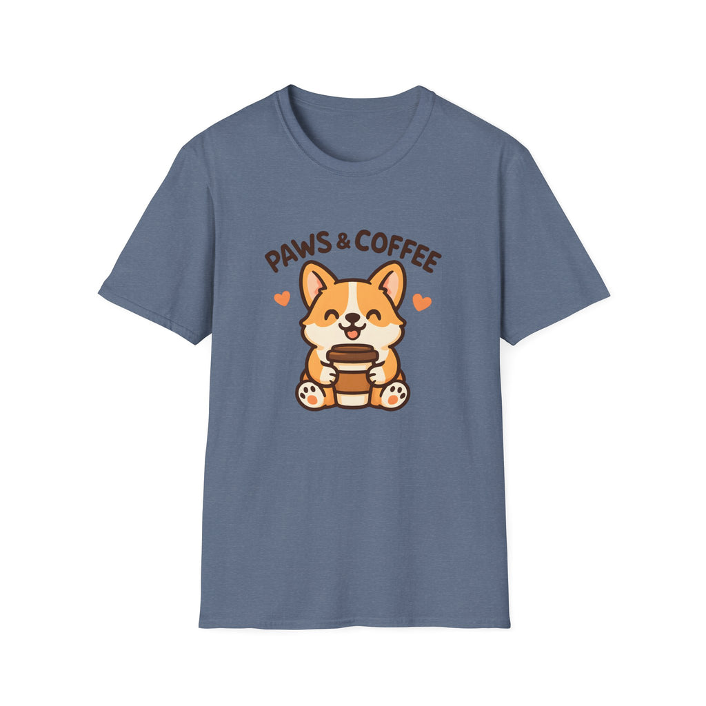 Paws & Coffee Corgi T-Shirt — Cute Dog Lover Coffee Tee