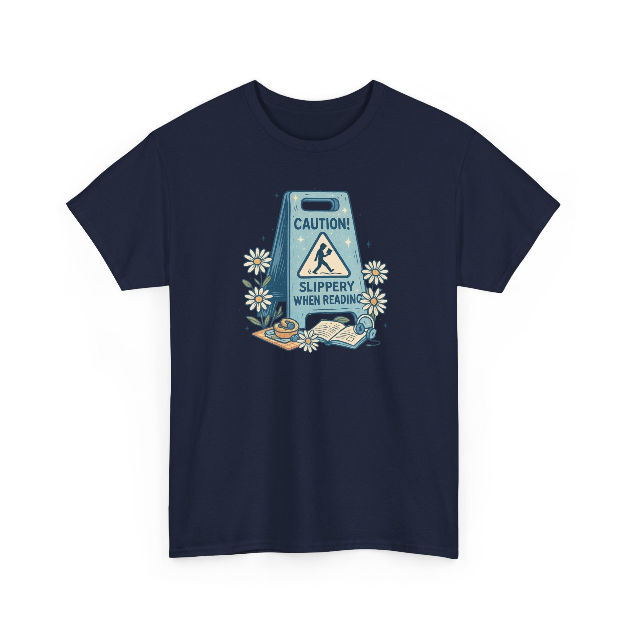 Caution: Slippery When Reading Graphic Tee — Book Lover T‑Shirt