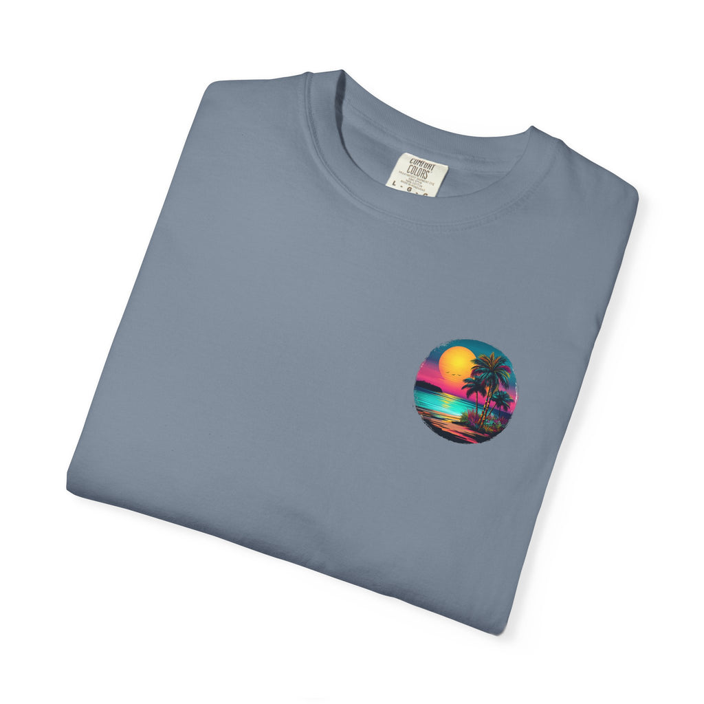Sunset Sand T-Shirt — Palm Tree Beach Graphic Tee