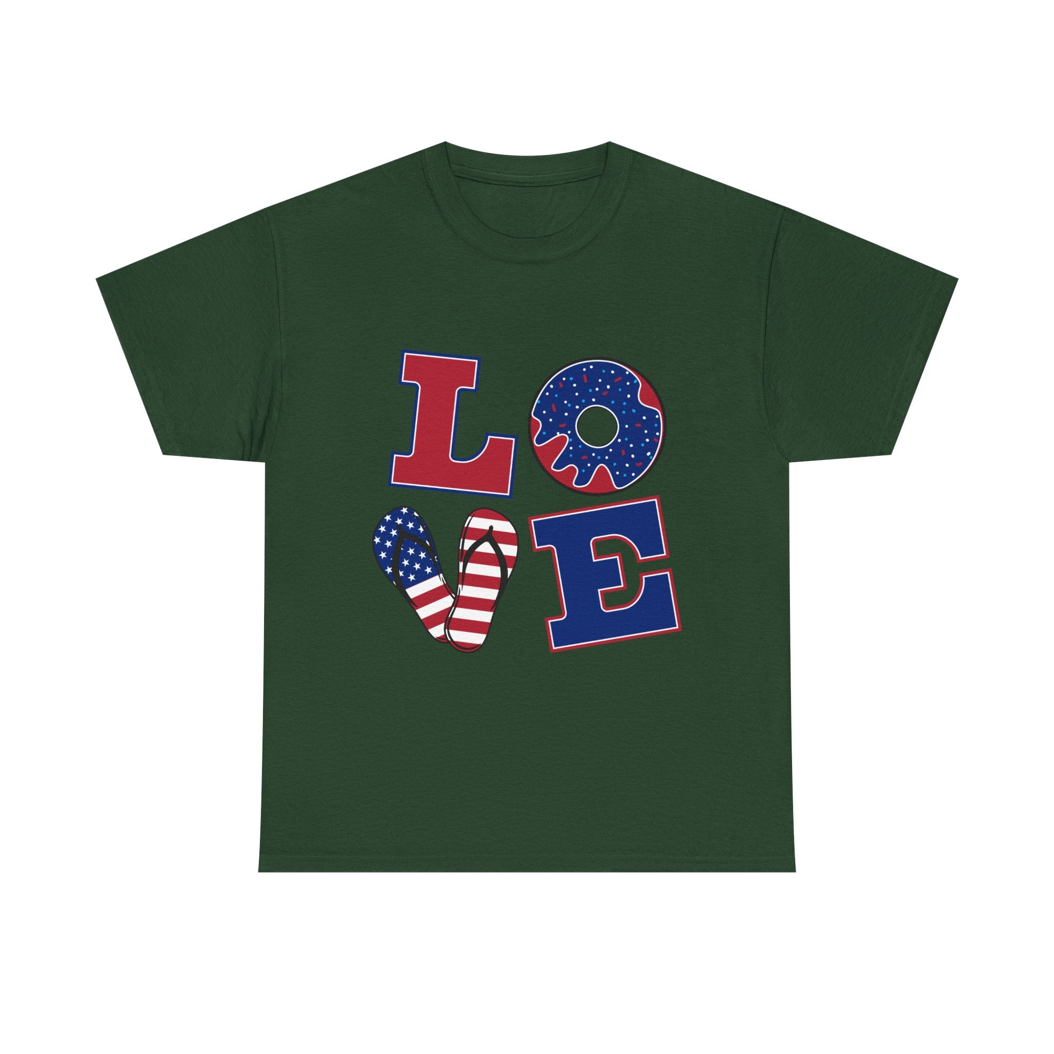 Patriotic LOVE Tee - USA Flag Donut Graphic