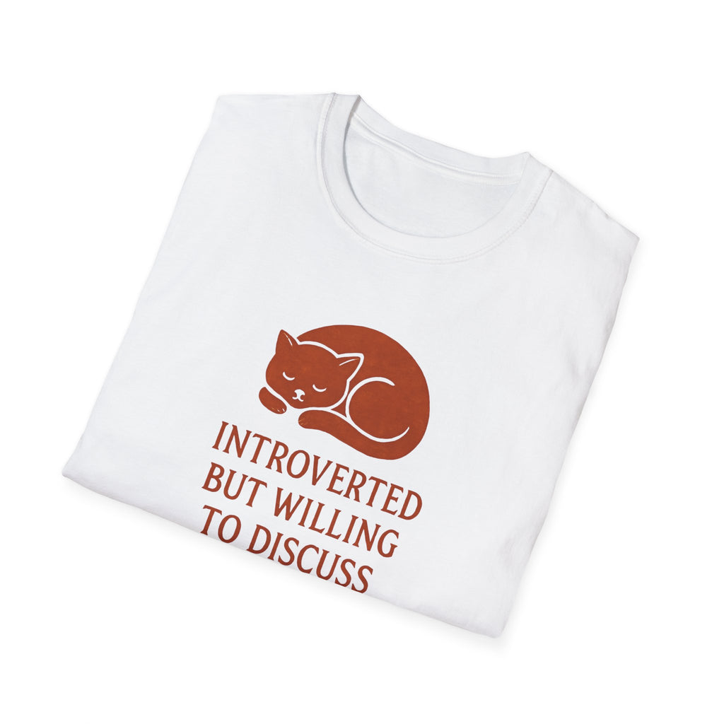 T-Shirt — "Introverted But Willing to Discuss Pets" Cat Graphic Tee