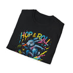 Hop & Roll Skateboard Bunny T-Shirt — Skateboarder Easter Graphic Tee
