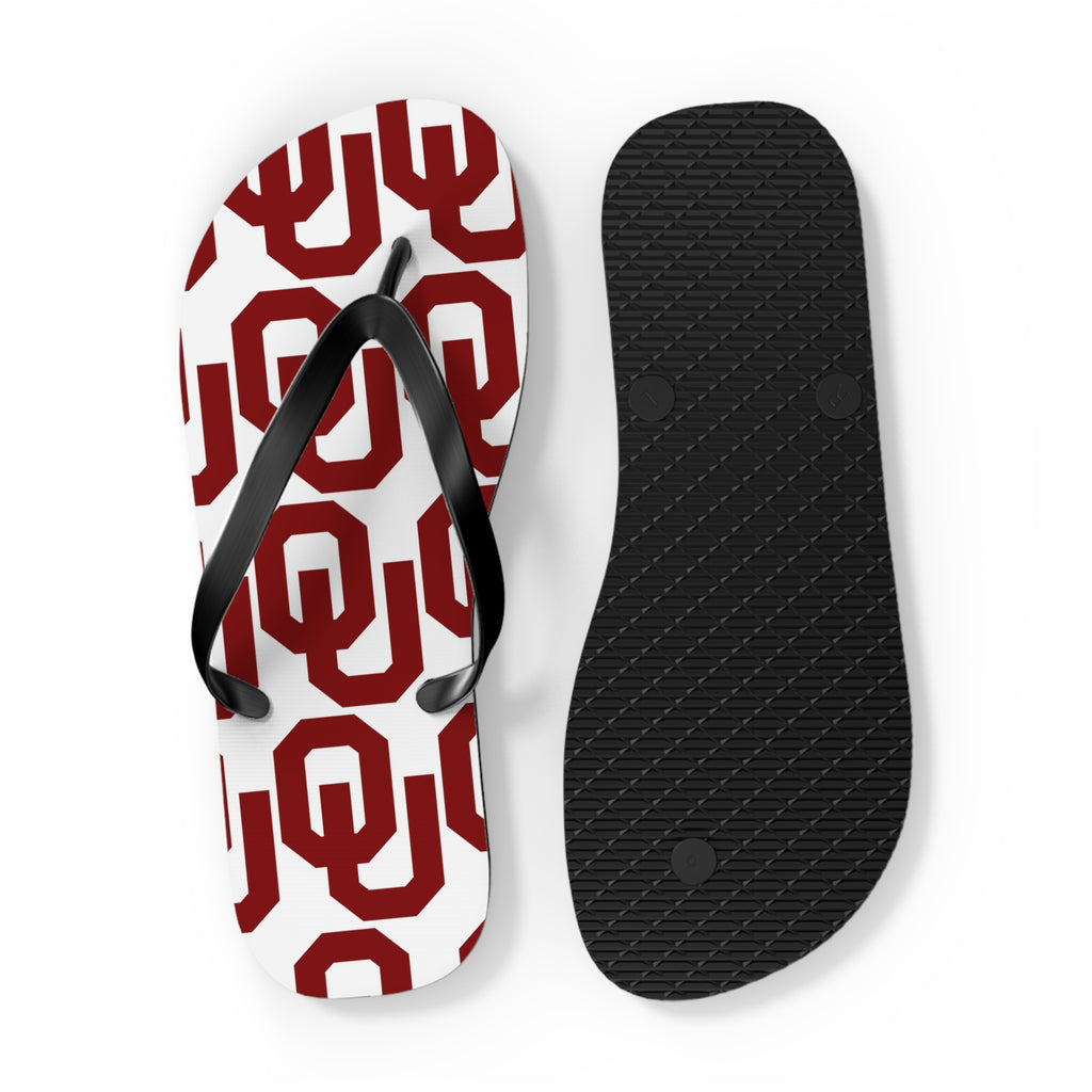 OU Crimson Logo Flip Flops — College Pride Beach Sandals