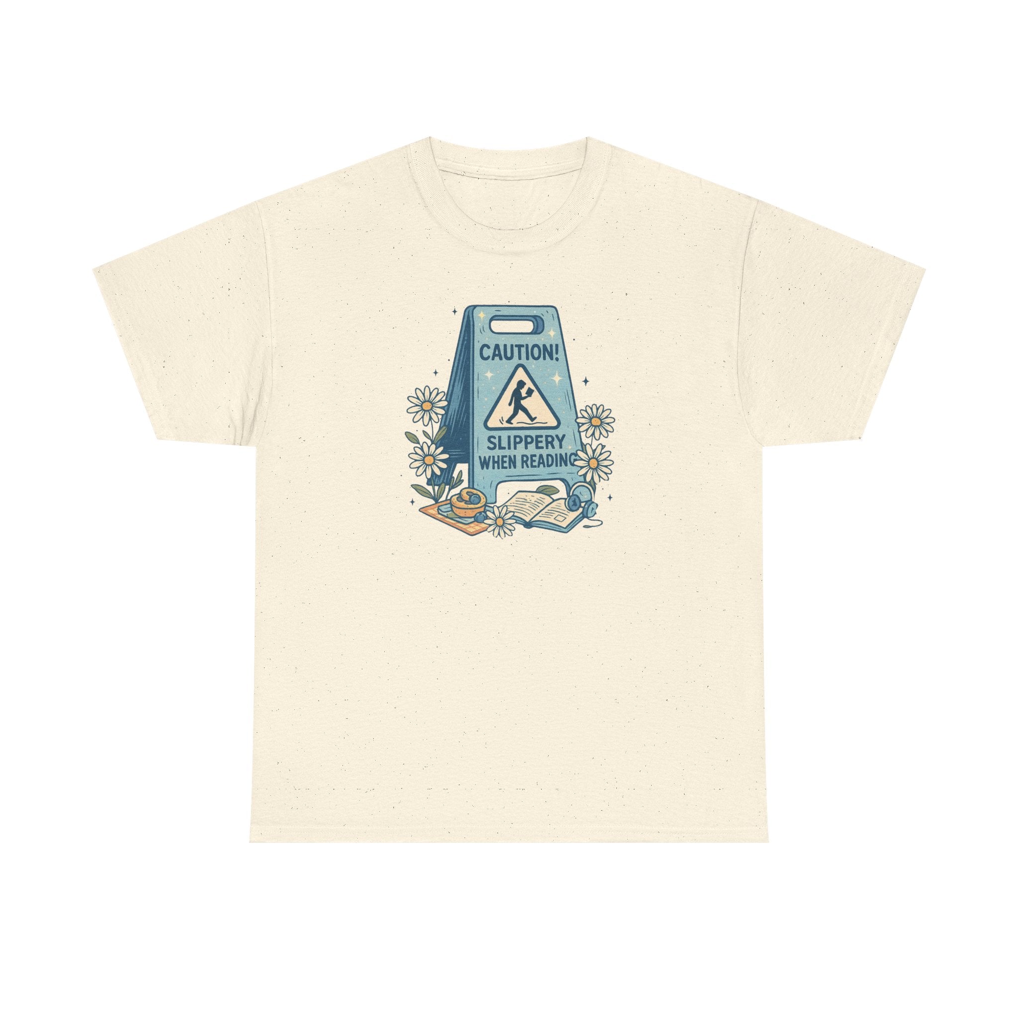 Caution: Slippery When Reading Graphic Tee — Book Lover T‑Shirt